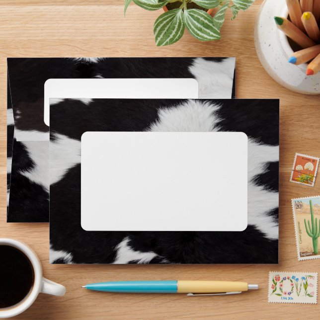 Black White Cow envelope barnyard (Desk)