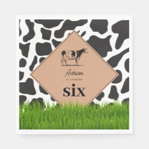 Black & White Cow Farm Animal Birthday Party Theme Napkins