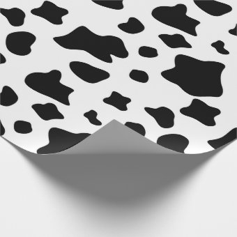 Black &amp; white cow fur, animal print, spots pattern wrapping paper | Zazzle