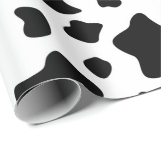 Black & white cow fur, animal print, spots pattern wrapping paper