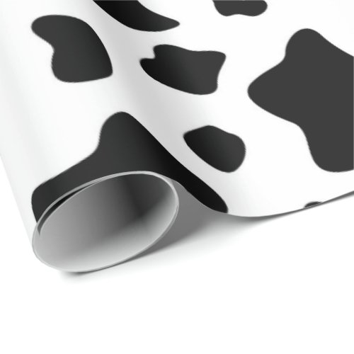 Black  white cow fur animal print spots pattern wrapping paper