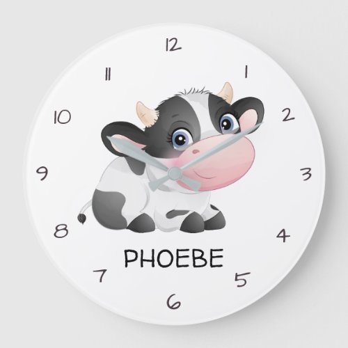 Black White Cow Nursery Wall Clock