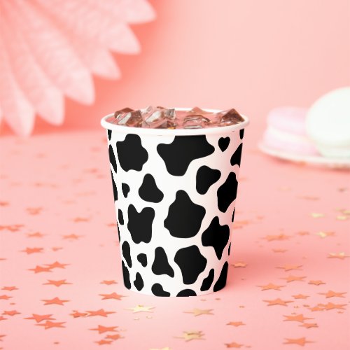 Black White Cow Pattern Cowgirl Themed Paper Cups
