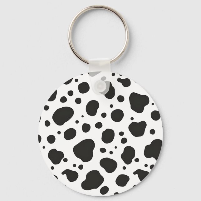 Black White Cow Pattern Keychain (Front)