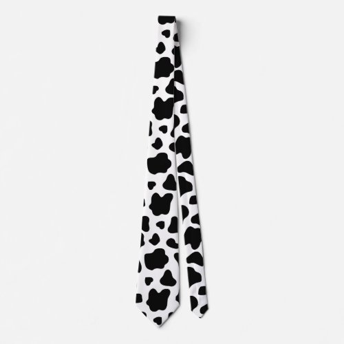 Black White Cow Pattern Neck Tie