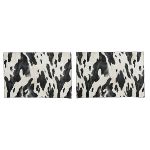 Black White Cow Print Animal Farm Pillow Case