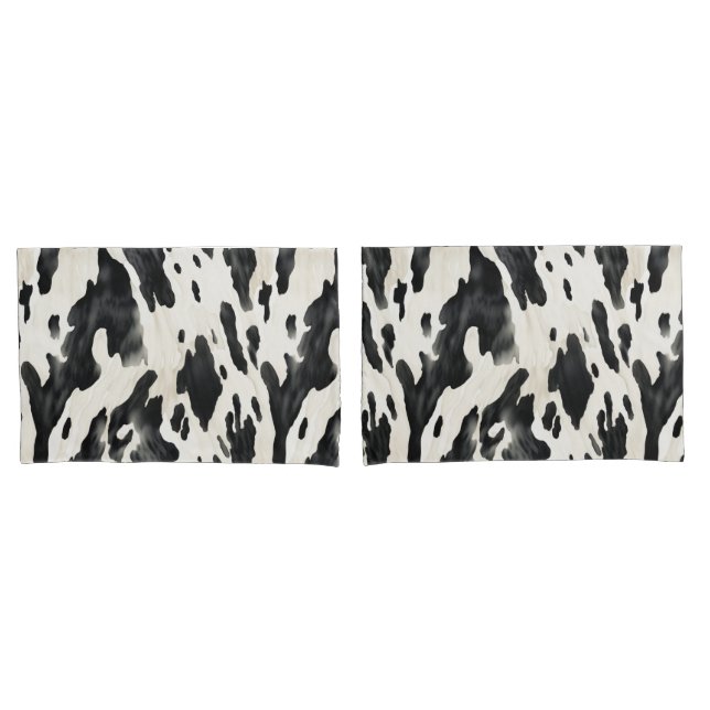 Black White Cow Print Animal Farm Pillow Case (Front-Set)