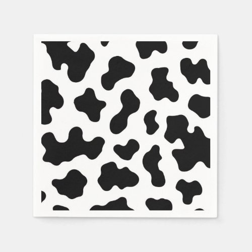 Black  White Cow Print Birthday Party Napkins