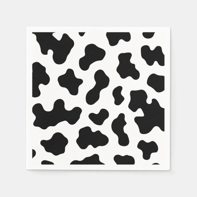 Black & White Cow Print Birthday Party Napkins (Front)