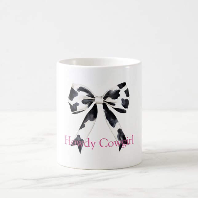 Black White Cow Print Bow Coffee Mug (Center)