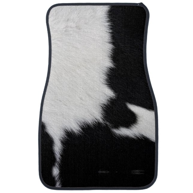 Black, white Cow print car floor mat (Front)