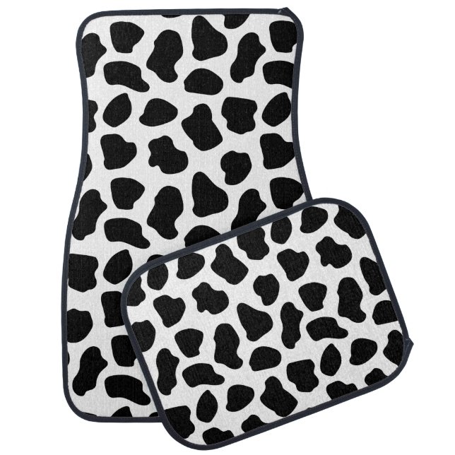 Black White cow print Car Floor Mat (Set)