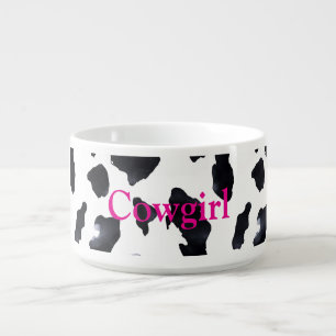 Black White Cow Print Cowgirl Bowl