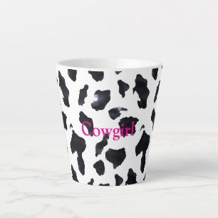 Black White Cow Print Cowgirl Latte Mug