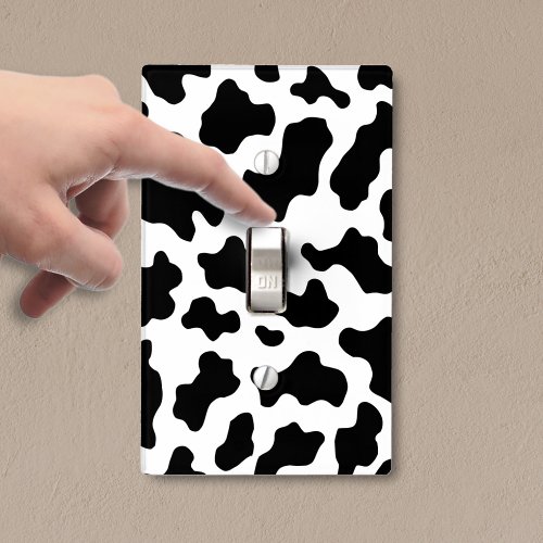 Black  White Cow Print Cowgirl Light Switch Cover