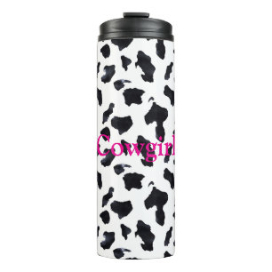 Black White Cow Print Cowgirl Thermal Tumbler