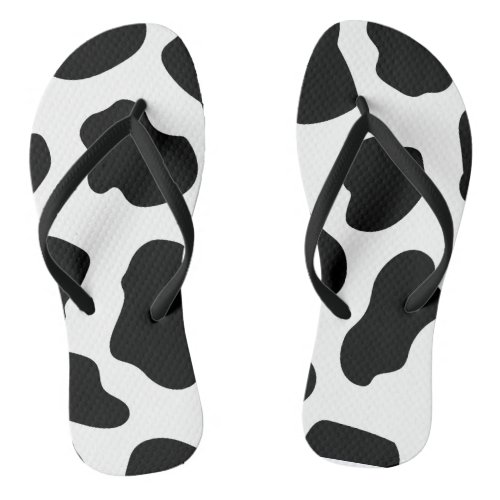 Black White cow print  Flip Flops