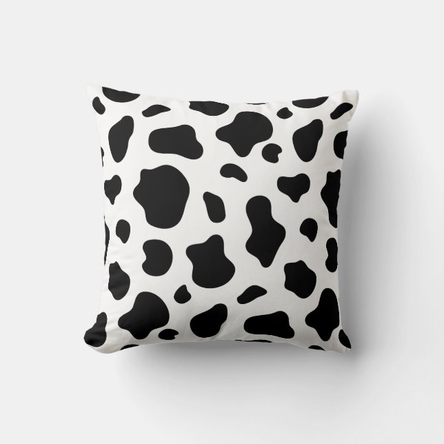 Black White Cow Print Pillow Farm Animal Pattern  (Front)
