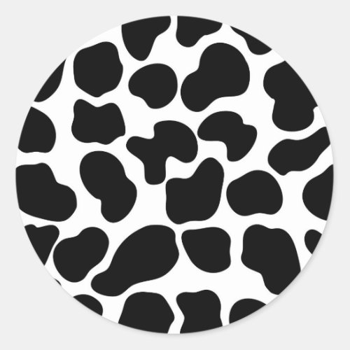 Black  White Cow Print Rustic Farm Classic Round Sticker