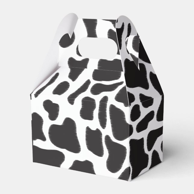 Black & White Cow Spot Animal Pattern  Favor Boxes (Front Side)