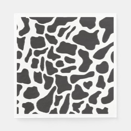 Black  White Cow Spot Animal Pattern  Napkins