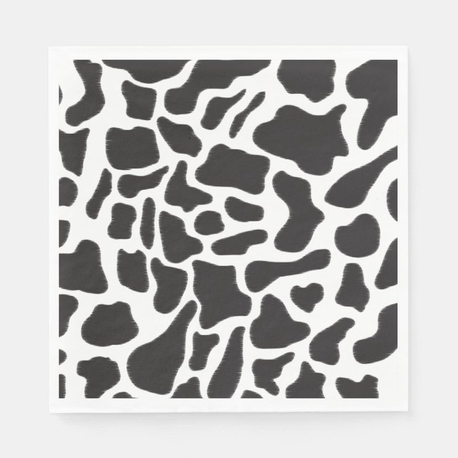 Black & White Cow Spot Animal Pattern  Napkins (Front)