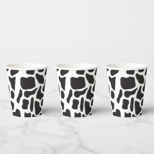 Black  White Cow Spot Animal Pattern  Paper Cups