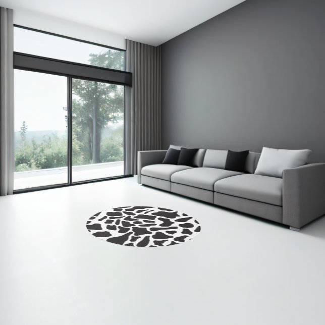 Black & White Cow Spot Animal Pattern  Rug (Insitu (Indoor 3))