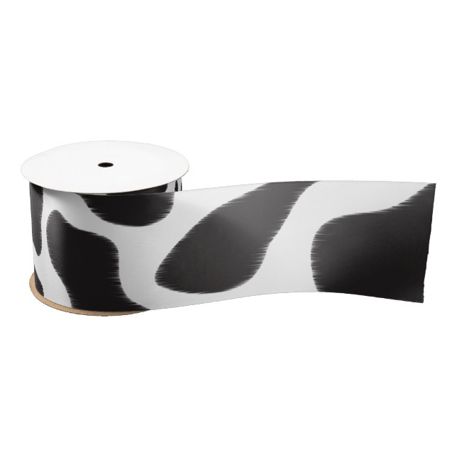 Black & White Cow Spot Animal Pattern  Satin Ribbon (Spool)
