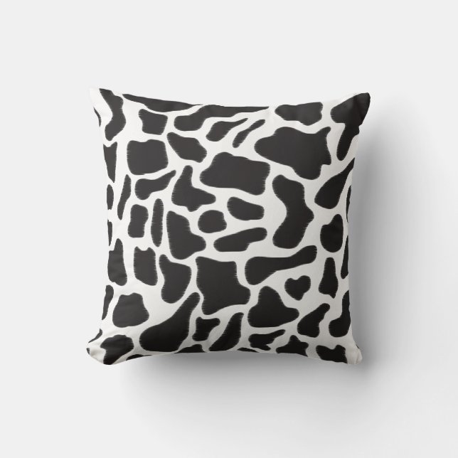 Black & White Cow Spot Animal Pattern  Throw Pillow (Front)