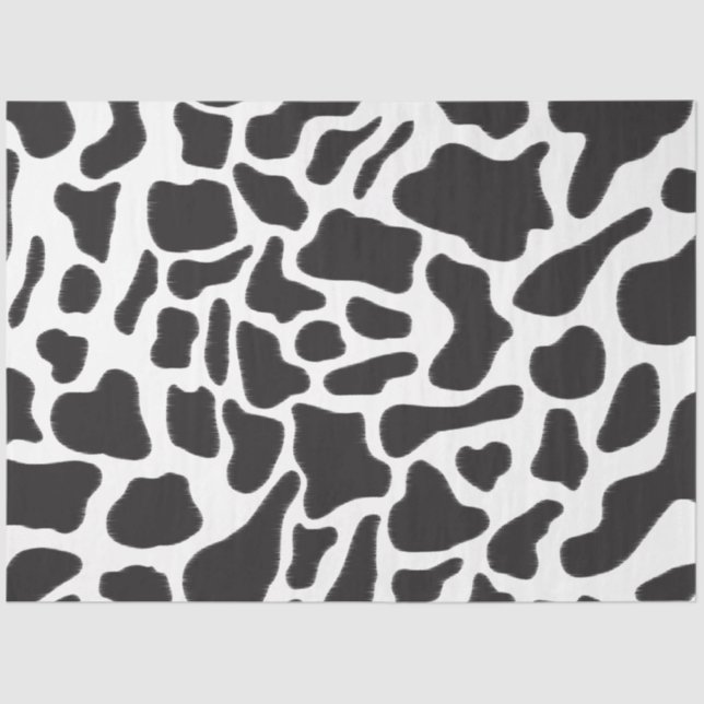 Black & White Cow Spot Animal Pattern  Tissue Paper (Front)