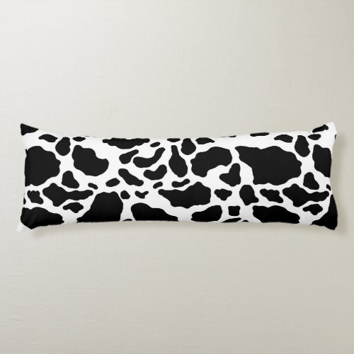 Black  White Cow Spots Animal Print Pattern Body Pillow