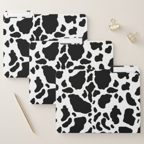 Black  White Cow Spots Animal Print Pattern File Folder