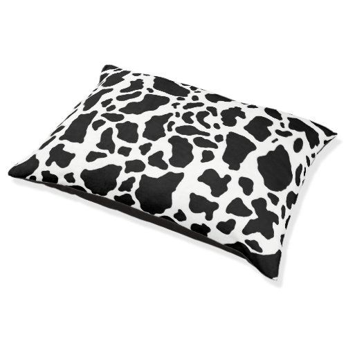 Black  White Cow Spots Animal Print Pattern Pet Bed