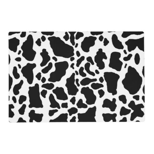 Black  White Cow Spots Animal Print Pattern Placemat