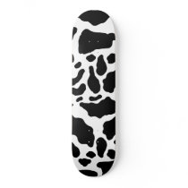 Black & White Cow Spots Animal Print Pattern Skateboard