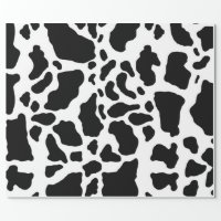 Modern Black White Cow Skin Texture Animal Print Wrapping Paper