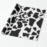 Cow Print Brown Black White Cowhide Wrapping Paper Roll, Cow Print