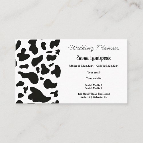 Black  White Cow Spots QR Code Business Card
