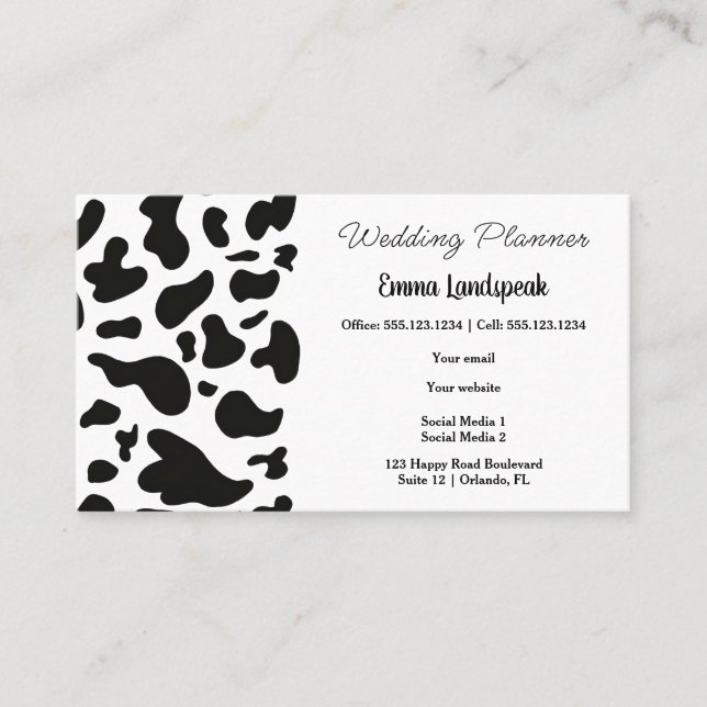 Black & White Cow Spots, QR Code Business Card (Front)