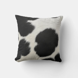 black white cow texture fur skin leather animal ha throw pillow