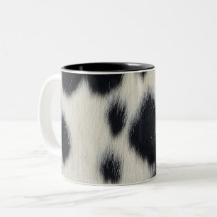 black white cow texture fur skin leather animal ha Two-Tone coffee mug