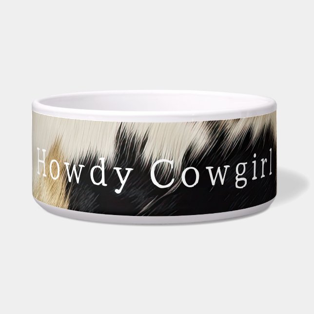 Black White Cowhide Bowl (Front)