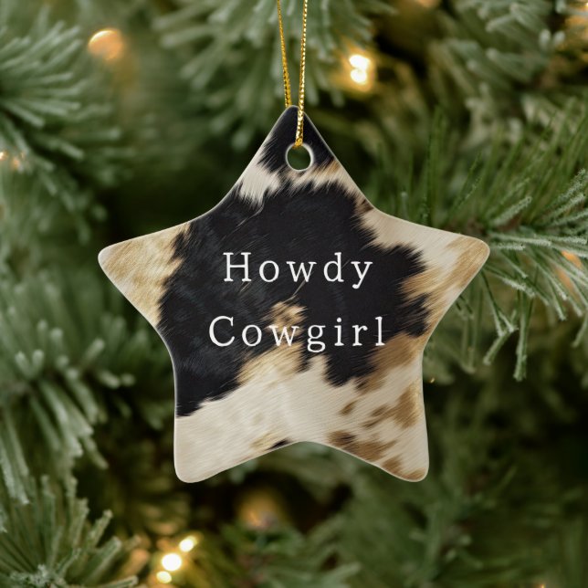 Black White Cowhide Ceramic Ornament (Tree)