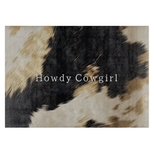 Black White Cowhide Cutting Board (Front)