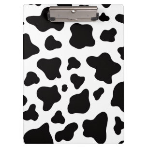 Black White Cowhide Farmhouse modern rustic Clipboard