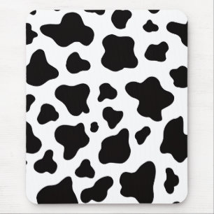 Black White Cowhide Farmhouse modern rustic Mouse Pad