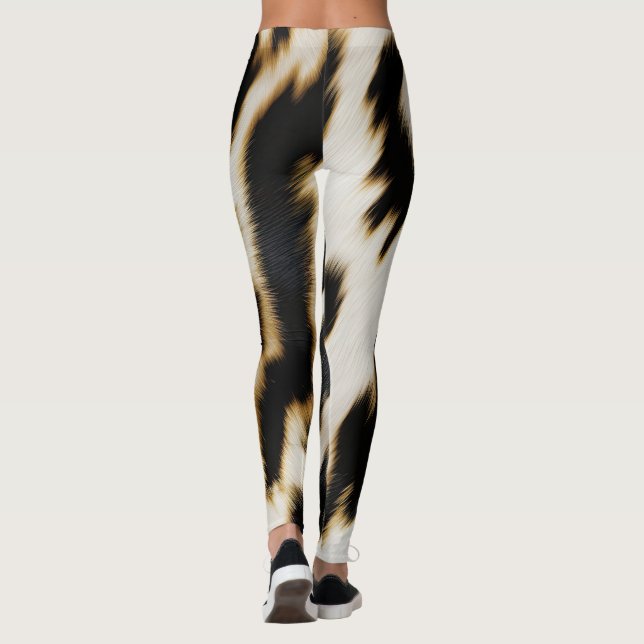 Black White Cowhide Leggings (Back)
