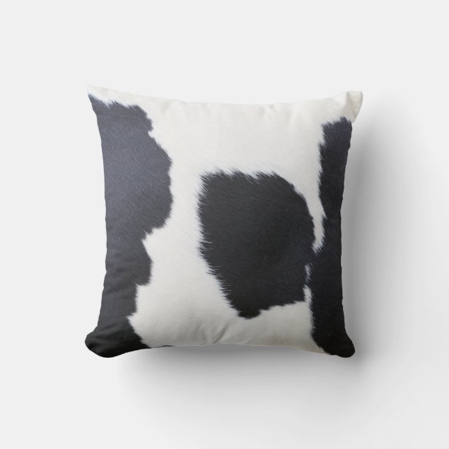 Black & White Cowhide Throw Pillow (Front)