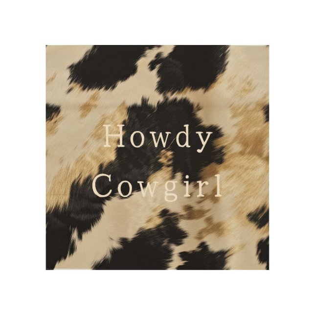 Black White Cowhide Wood Wall Art (Front)